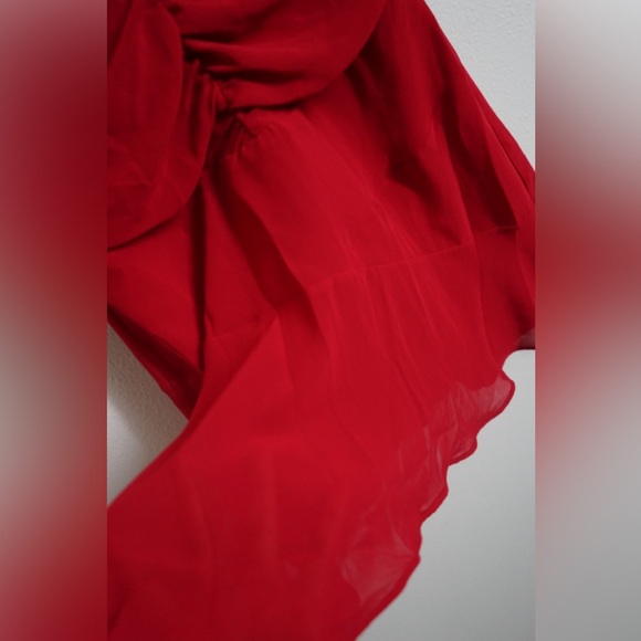 Mistress Rocks Scarlet Plunge Neck Mini Dress - Picture 5 of 6